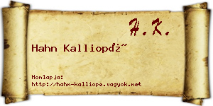Hahn Kalliopé névjegykártya